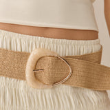 Lana Acrylic Buckle Straw Belt