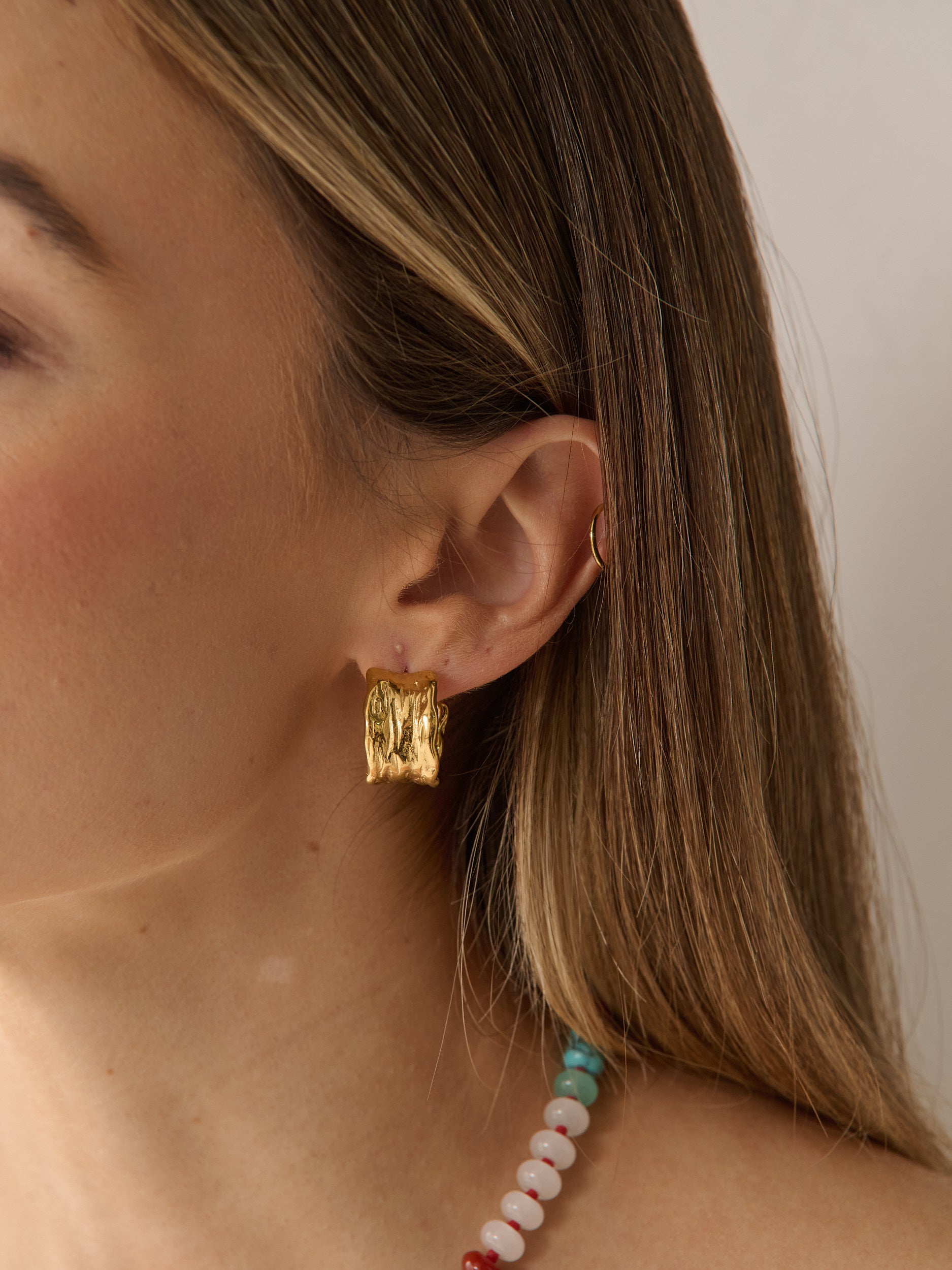 Sculpted Hoop 18K Gold Plated Earrings
