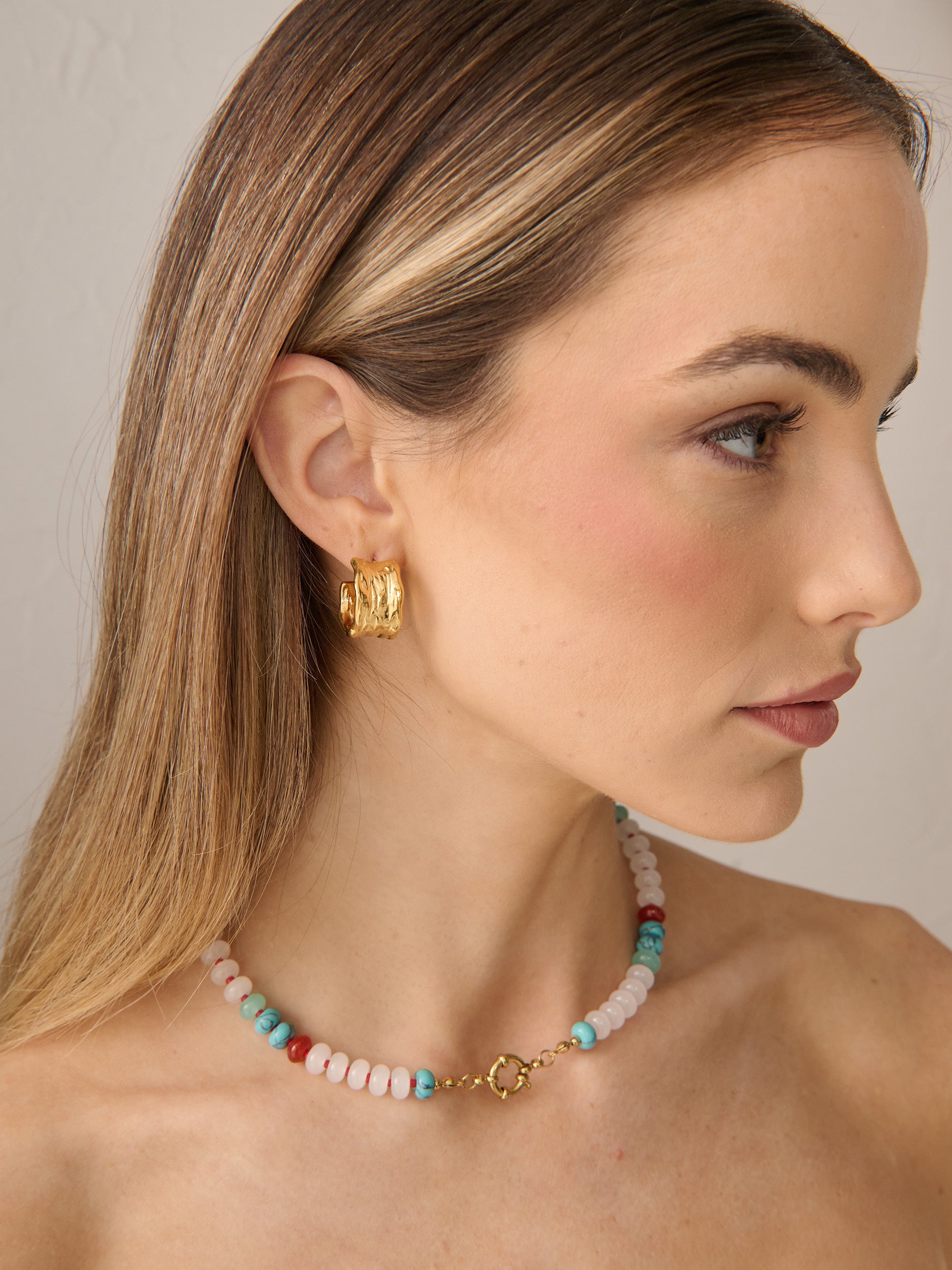Sculpted Hoop 18K Gold Plated Earrings