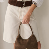 L&S Katie Shoulder Bag in Suede Brown