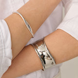 Metal Cuff Bangle in Silver