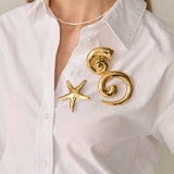 L&S Solenne Shell Gold Plated Brooch