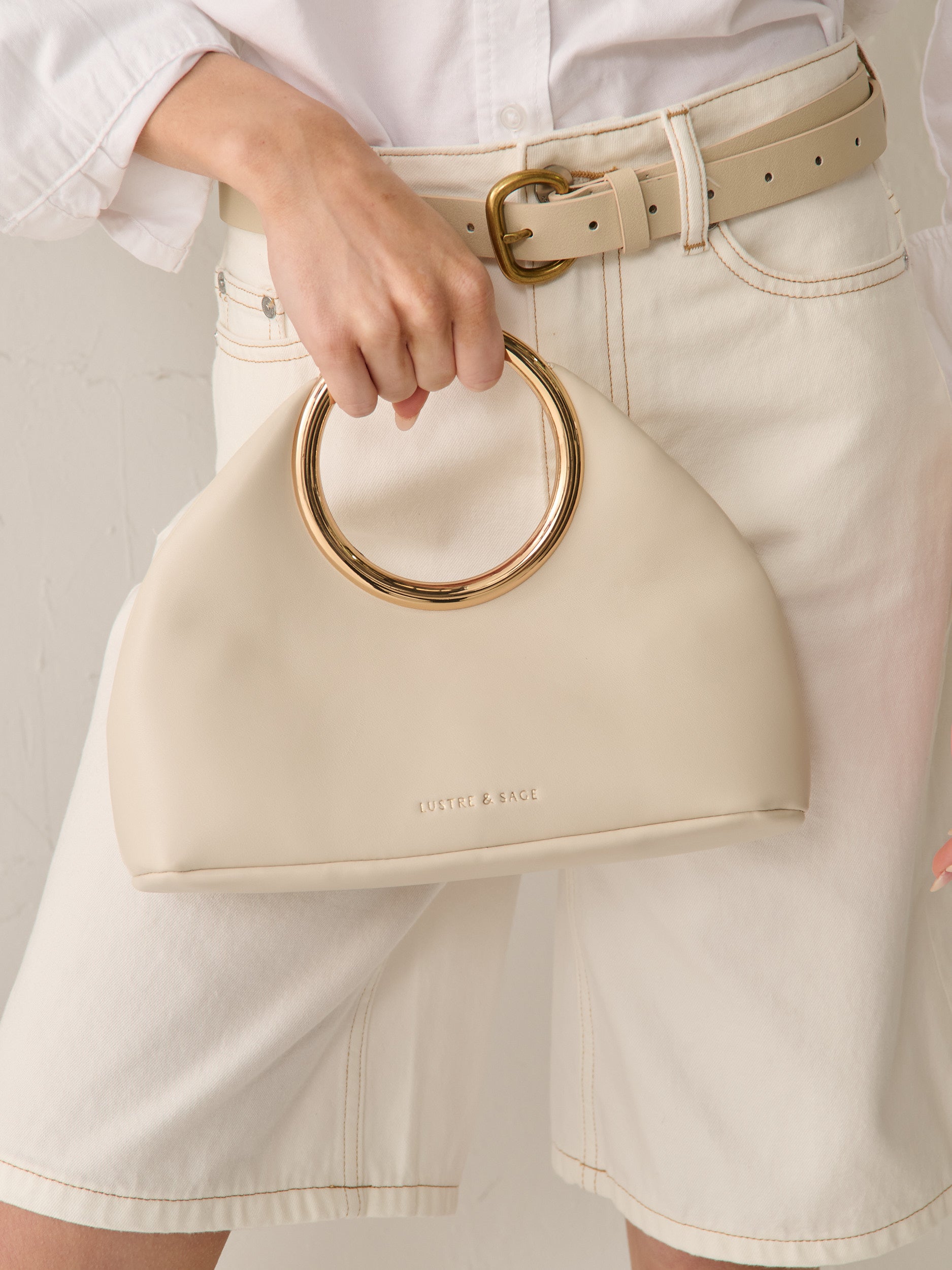 Hailey Statement Handle Bag in White