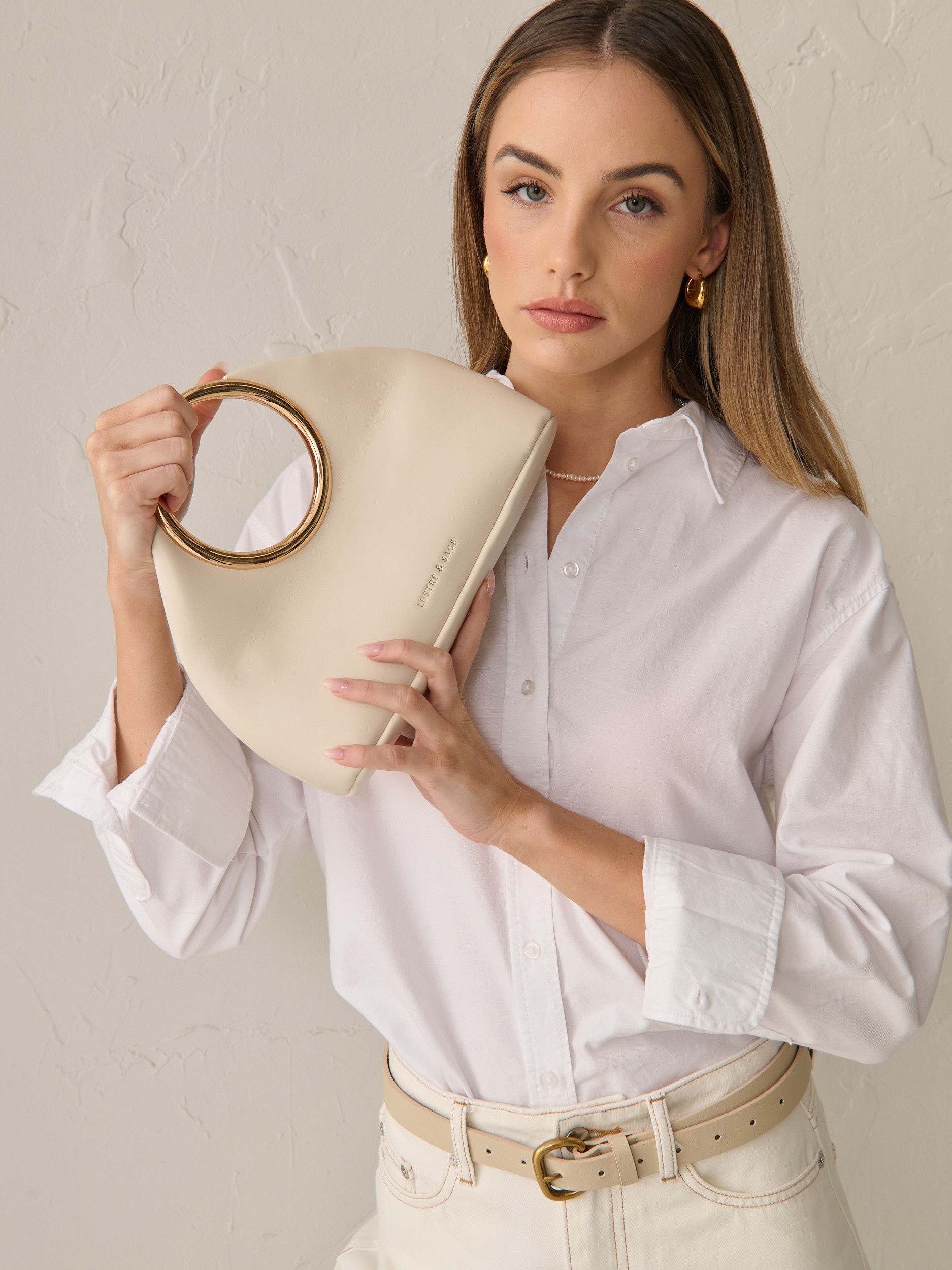 Hailey Statement Handle Bag in White