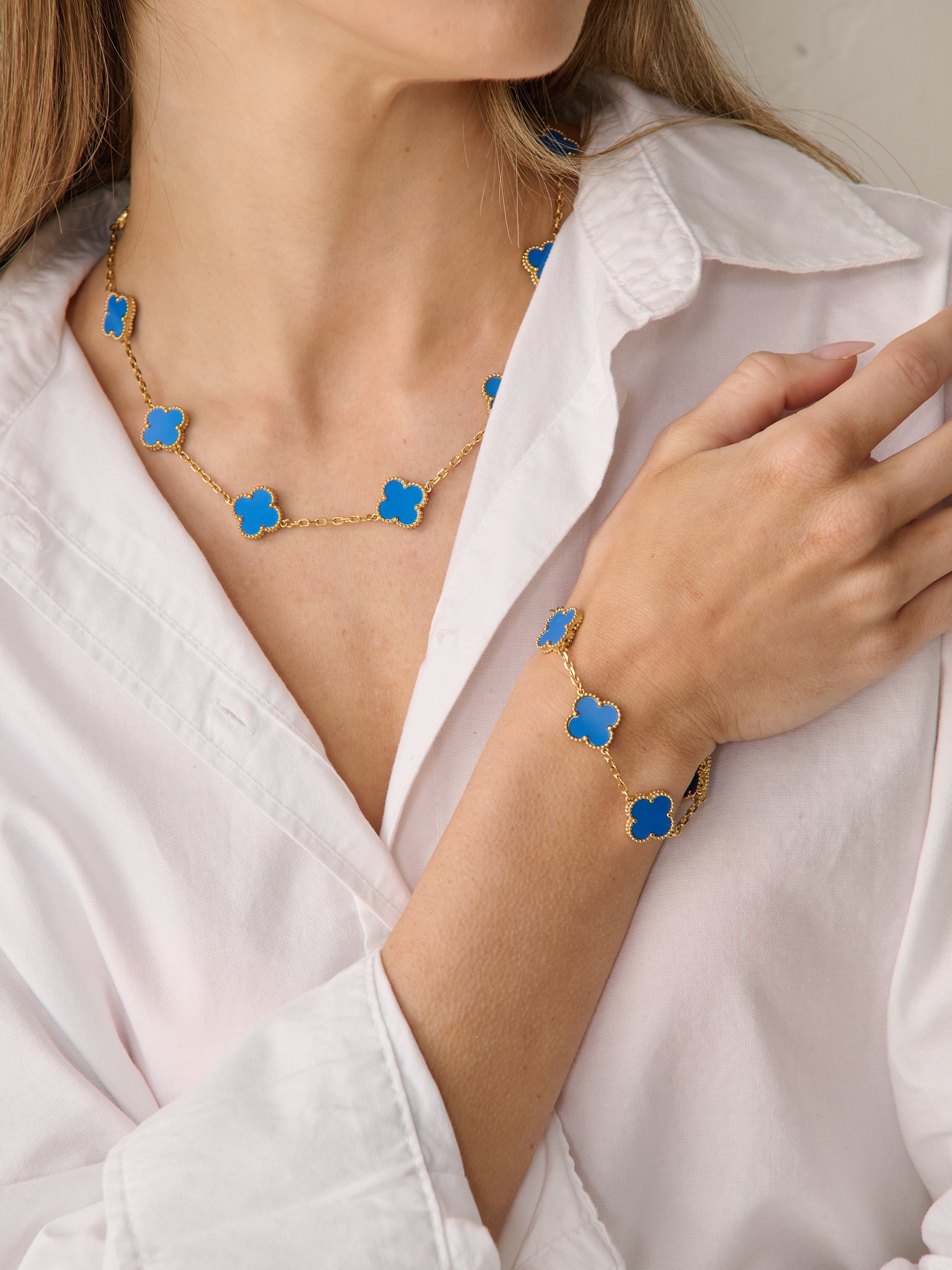 Charlotte 18K Gold Plated Bracelet in Blue