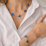 Charlotte 18K Gold Plated Necklace in Blue