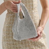 Khloe Rhinestone Party Bag in Silver
