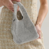 Khloe Rhinestone Party Bag in Silver