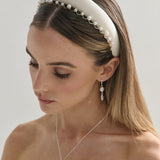 Satin Plain Padded Headband in White