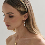 Elaine Stud Skinny Headband in White