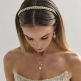 Elaine Stud Skinny Headband in White