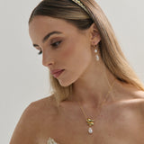 Elaine Stud Skinny Headband in White
