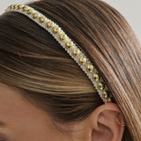 Elaine Stud Skinny Headband in White