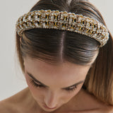 Audie Diamanté Embellished Headband in Gold