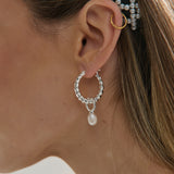 Twist Pearl Drop Silver Plated Earrings