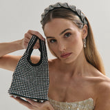 Khloe Rhinestone Party Bag in Black