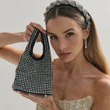 Khloe Rhinestone Party Bag in Black