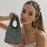 Khloe Rhinestone Party Bag in Black