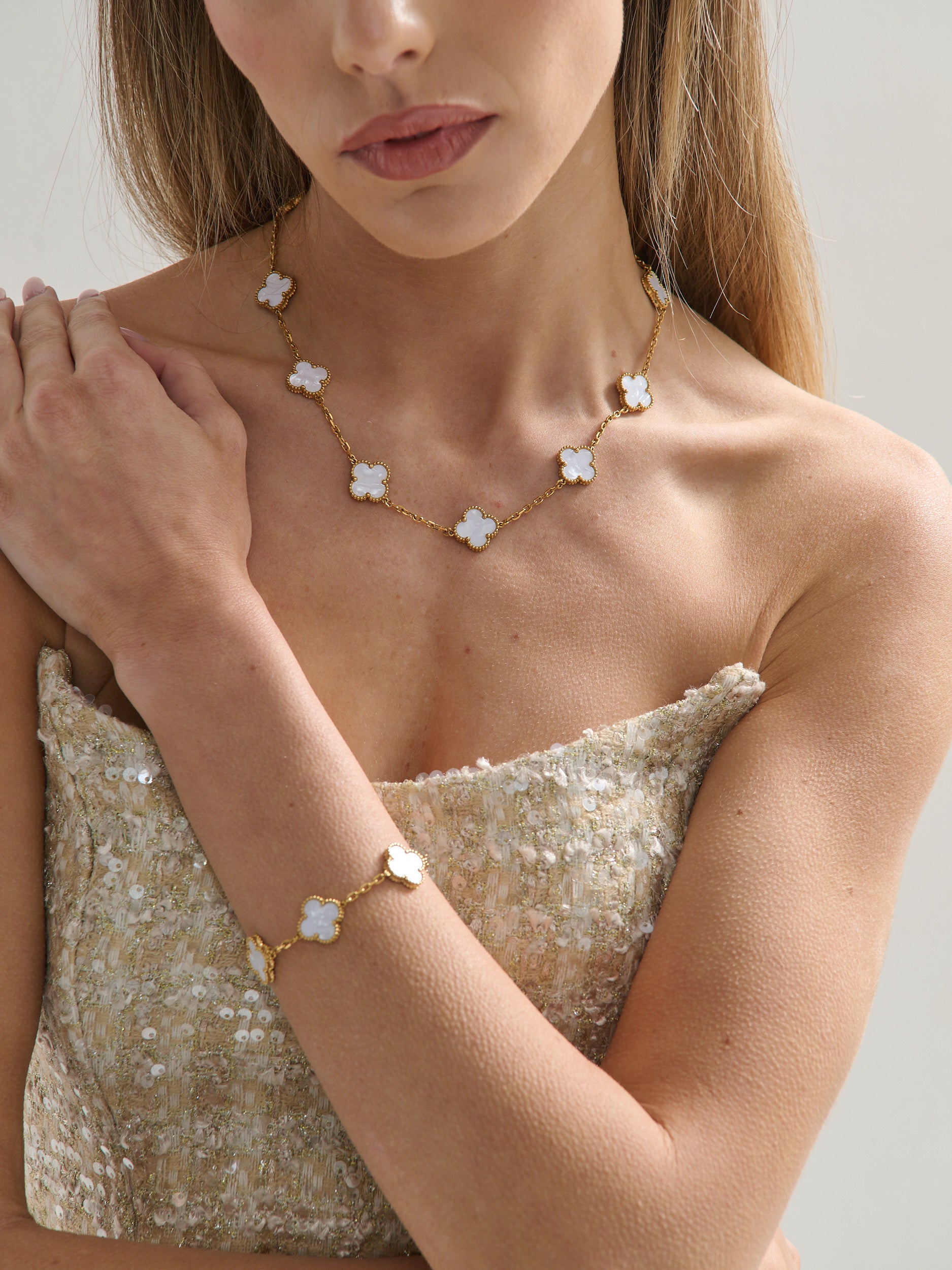 Charlotte 18K Gold Plated Bracelet in White