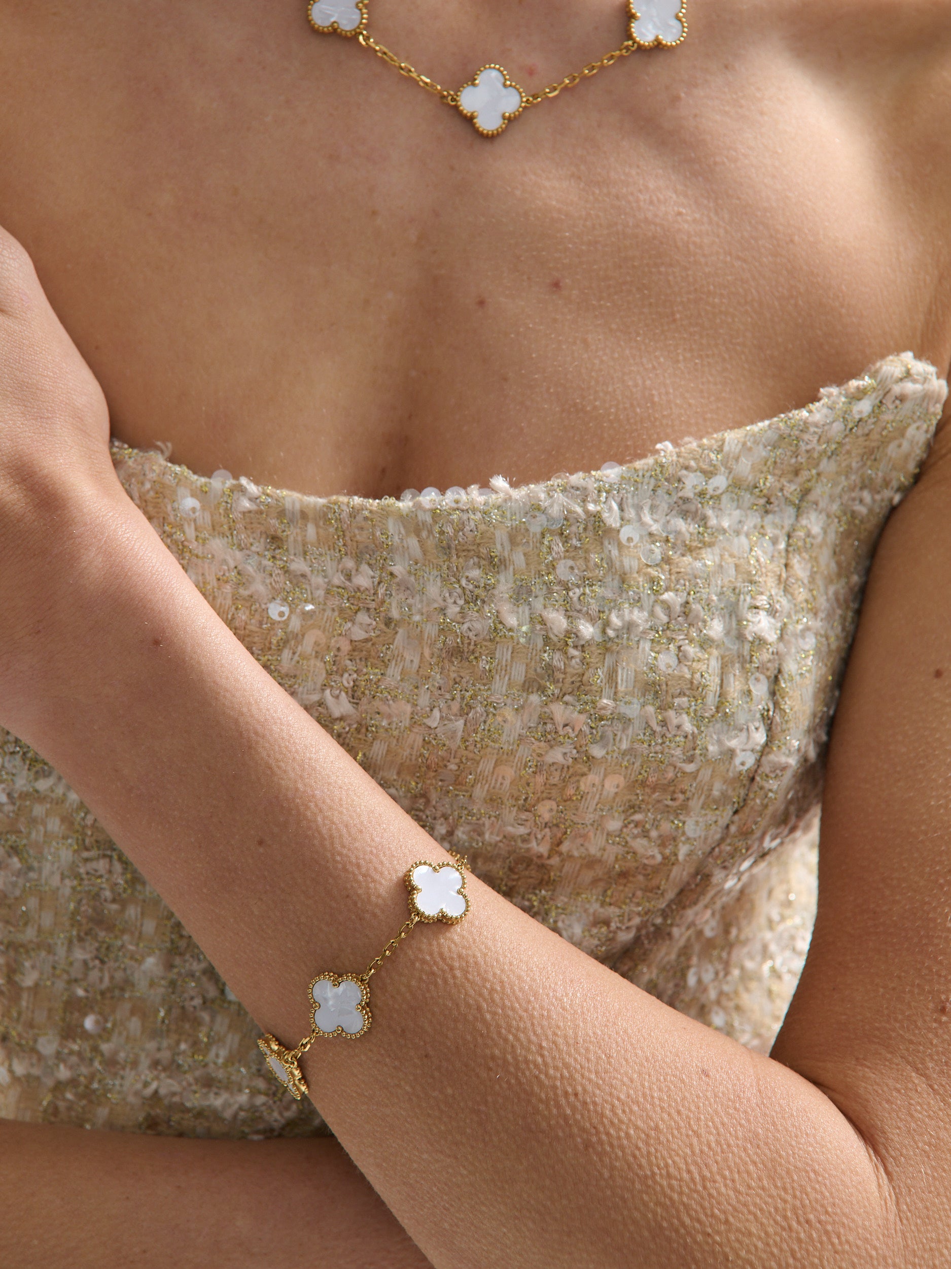 Charlotte 18K Gold Plated Bracelet in White