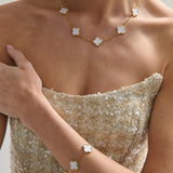 Charlotte 18K Gold Plated Necklace in White