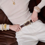 Organic Buckle PU Belt in Brown