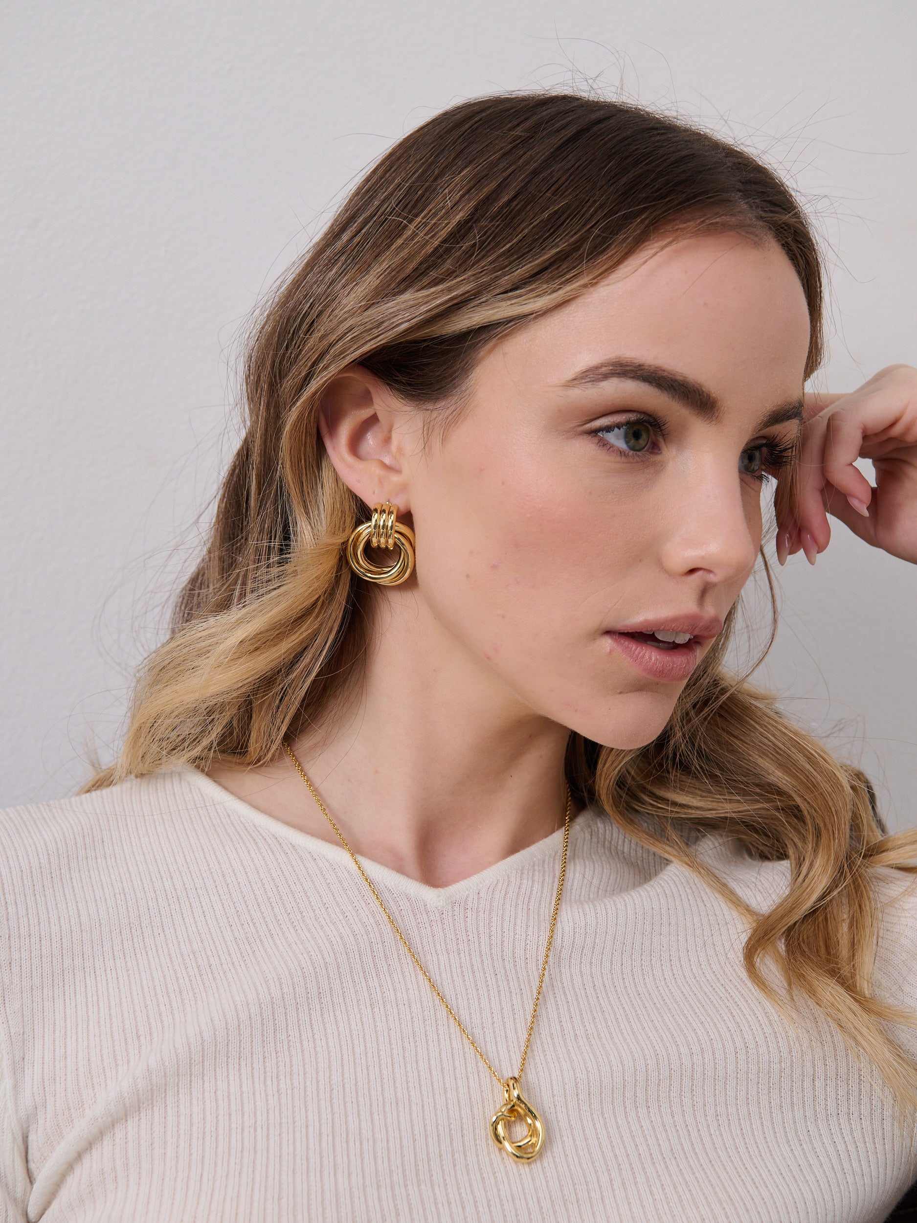 Large Knotted 18K Gold Plated Earrings
