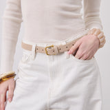 Halley Suede Buckle Belt in Stone