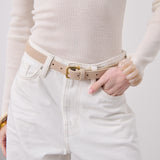 Halley Suede Buckle Belt in Stone