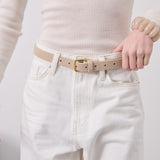Halley Suede Buckle Belt in Stone