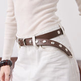 Linda Studded Western Belt in Brown