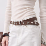 Linda Studded Western Belt in Brown