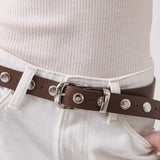 Linda Studded Western Belt in Brown