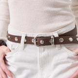 Linda Studded Western Belt in Brown