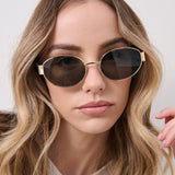 L&S Round Metal Oval Sunglasses in Black