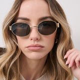 L&S Round Metal Oval Sunglasses in Black