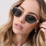 L&S Round Metal Oval Sunglasses in Black