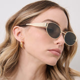 L&S Round Metal Oval Sunglasses in Black