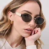 L&S Round Metal Oval Sunglasses in Black