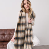 Elena Checkered Fluffy Scarf in White