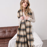 Elena Checkered Fluffy Scarf in White