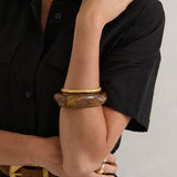 Angular Cuff Bangle in Brown