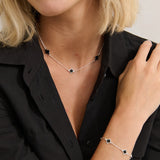 Clover Sterling Silver Plated Necklace in Black