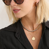 Ocean Coin Charm Matte 18K Gold Plated Necklace