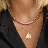 Ocean Coin Charm Matte 18K Gold Plated Necklace