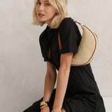 Lenora Banana Straw Bag in Tan