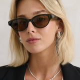 Megan Oval Frame Sunglasses in Green