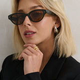 Megan Oval Frame Sunglasses in Green