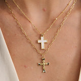 Cross Pearl 18K Gold Plated Necklace