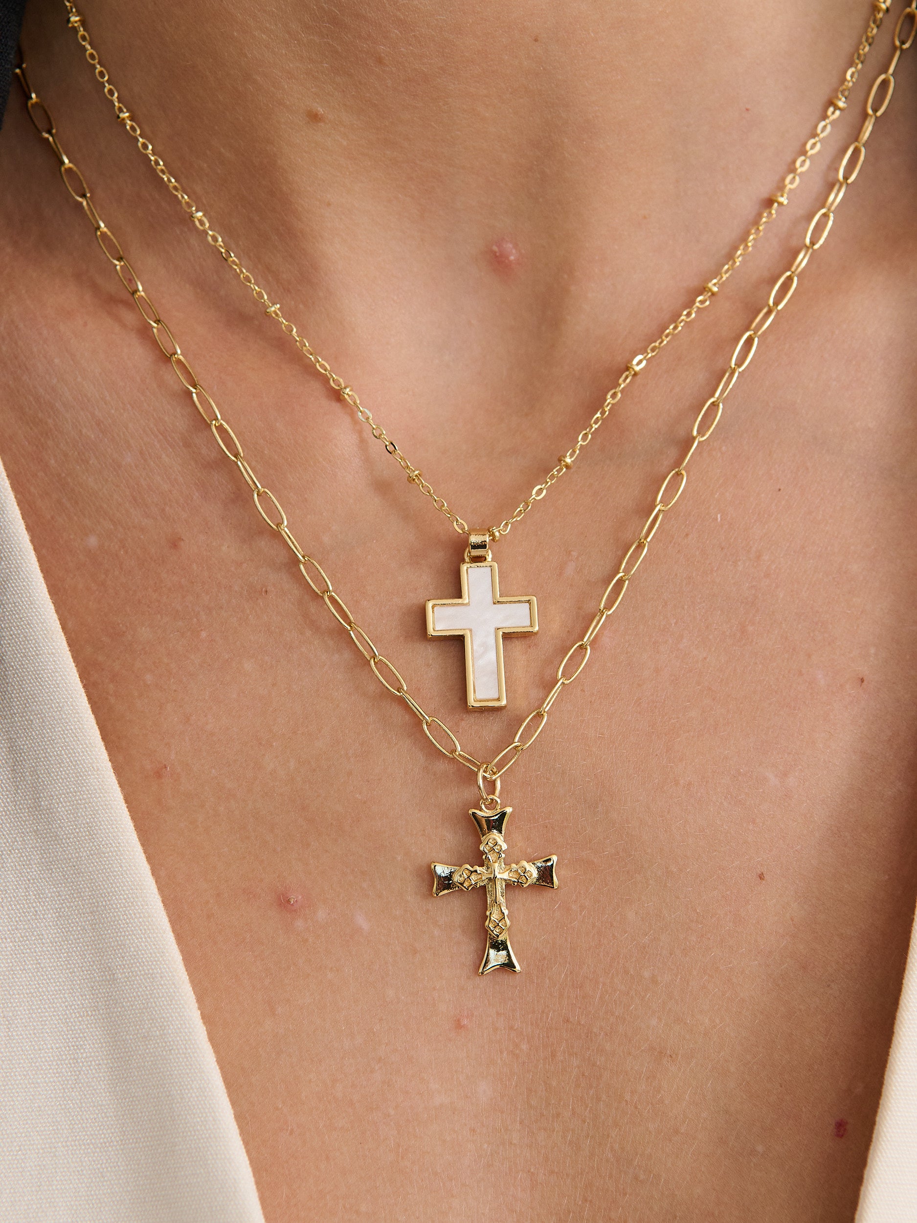 Cross Pearl 18K Gold Plated Necklace